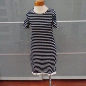 Beach Lunch Lounge Nautical Stripe Short Sleeve Shift Dress